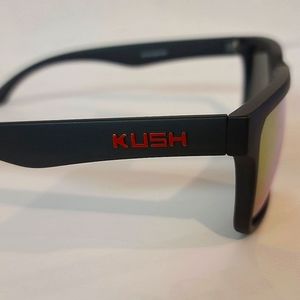 Red KUSH Sunglasses Black frame Yellow amber gradient lense